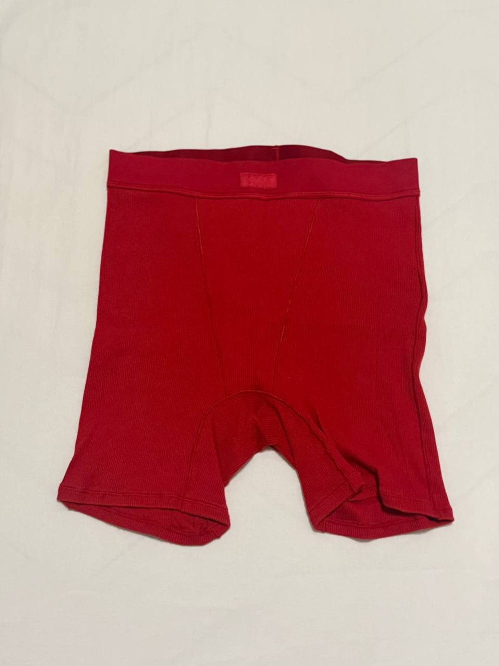 Red Ribbed Seamless Boxer Brief Shorts Size S P/Ch